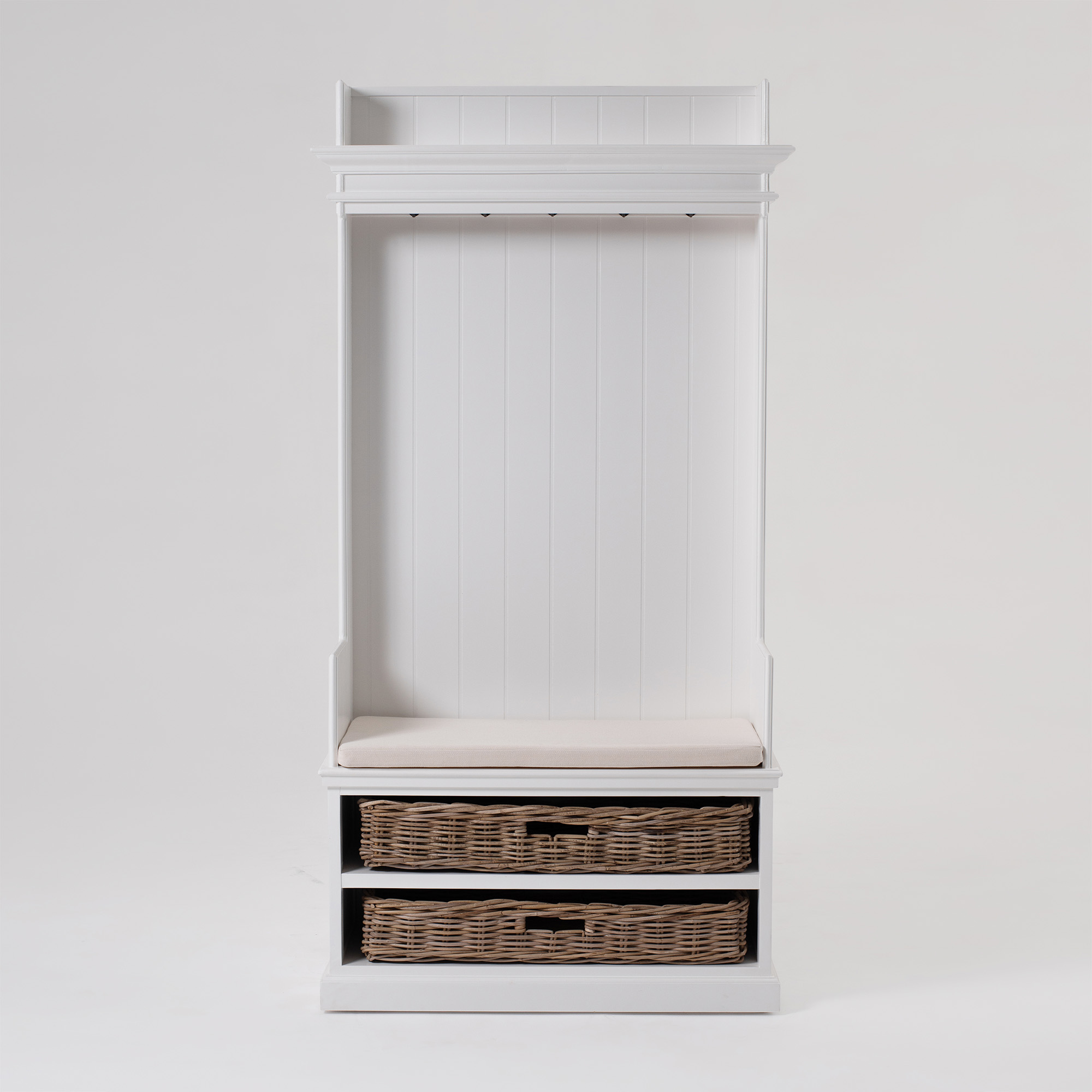 CA593 | Halifax Entryway Coat Rack & Bench Unit Basket Set