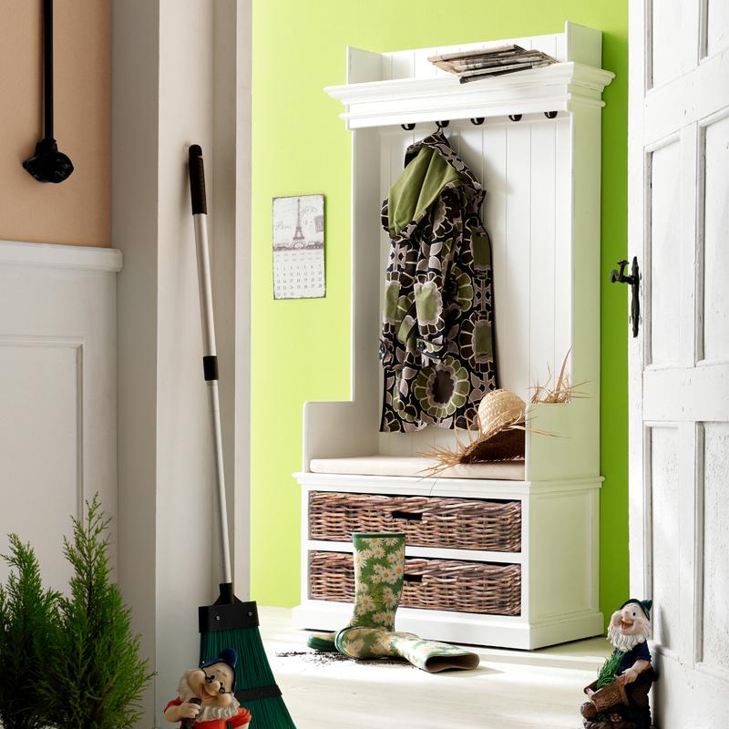 CA593 | Halifax Entryway Coat Rack & Bench Unit Basket Set